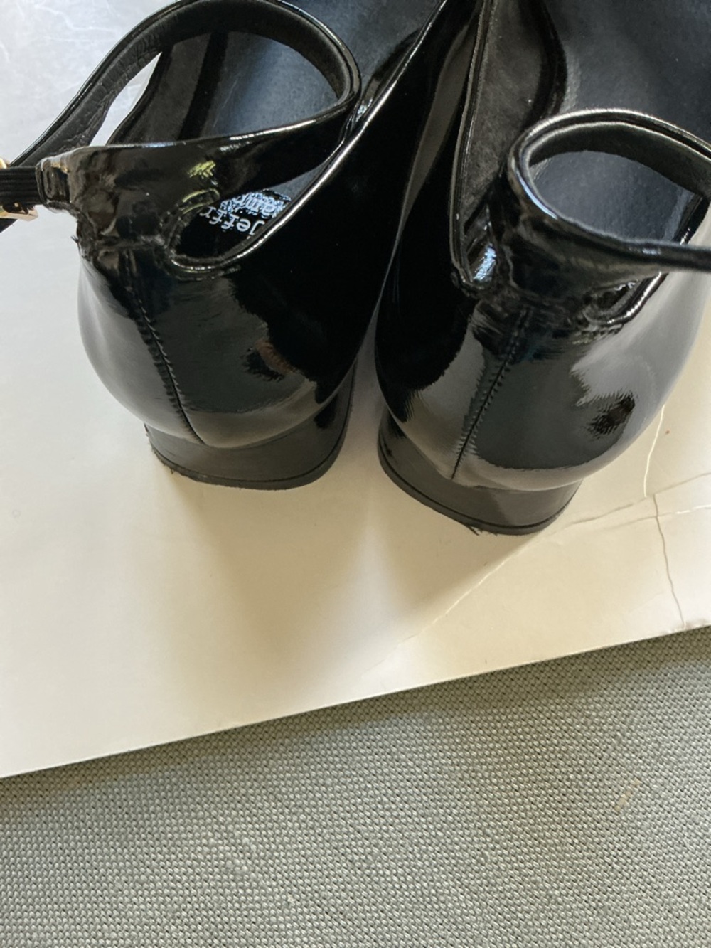 Jeffrey Campbell Black Patent Flats with Gold Buckle Toe - Picture 2 of 4